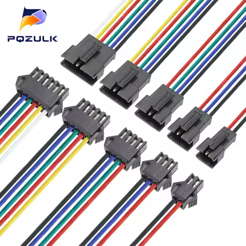 5PCS JST SM 2/3/4/5/6Pins 2.54MM Plug Male to Female Wire Connector Cable Pigtail Plug LED Connectin