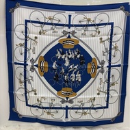 Hermes愛馬仕 藍色自行車絲巾 70x70cm 全新