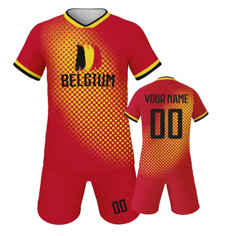 Custom Belgium Kids Soccer Jersey and Shorts Set Personalized Name Number Youth Football Kit for Boy