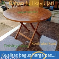 Termurah! Meja Makan Garden Lipat Kayu Jati Taman Bundar Bulat 1M