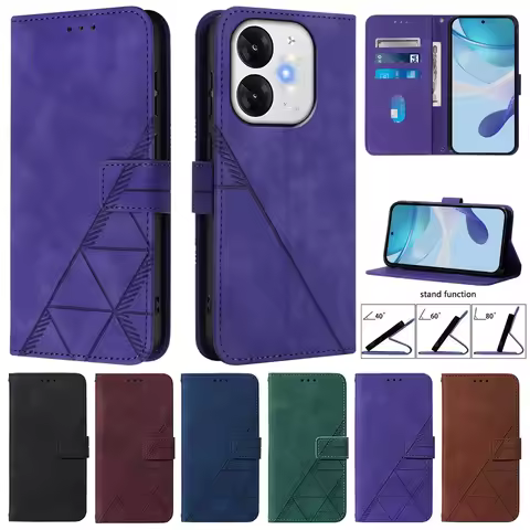 Geometric Leather Wallet Case For ZTE Blade A76 A75 A73 A55 A53 Plus A52 A35 Core V60 V80 Vita Nubia