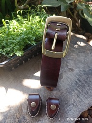 Giordano Official เข็มขัดผู้ชาย เข็มขัดหนัง เข็มขัด อะไหล่ทองเหลือง เข็มขัดหนังวัวแท้100% (มีไซส์ยาว