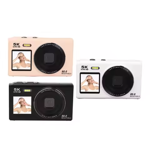 Digital Camera 5K 80MP Double Screen Autofocus 18x Zoom WiFi Camera with Flash for Travel Live Strea
