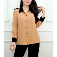 Luxury - Women's Office Shirt Shirt Style Off Shoulder Turn-down Collar Loose Fit Soft Silk 3A41 3A4