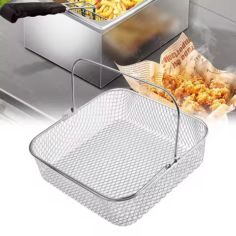 8Inch Square Air Fryer Basket Replacement - 304 Stainless Steel for 5.8QT/6QT COSORI, 6QT Instant Vo