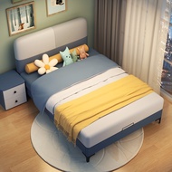 【SG Sellers】Children Bed Kids Bed Leather And Solid Wood Bed Frame Bed Frame With Mattress Single/Queen/King Bed Frame