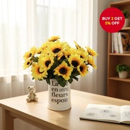 Artificial Silk Sunflower Arrangement - 7 Blooms for Living Room Decor and Flower Display