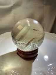 黃水晶球 (高清，帶藍針，有隱山)「財富之石 聚財偏財」#1080 - 3.95cm