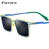 FONEX แว่นตากันแดดโพลาไรซ์ไทเทเนียมแท้สำหรับผู้ชาย2024ใหม่ย้อนยุคแนวแฟชั่นคุณภาพสูงสี่เหลี่ยม UV400 F85804T แว่นตากันแดดผู้หญิง