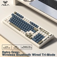 AULA S99เมมเบรนไร้สายครีมสัมผัสรองรับบลูทูธคีย์บอร์ดเล่นเกม + ไร้สาย2.4G + Tyce-C แบบมีสายการเชื่อมต