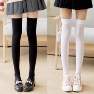 G Solid Color Velvet Over-the-Knee Socks JK Black White Stockings Thin Style Slimmer Look All-Match 