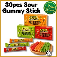 **30pcs Hepin Sour Gummy Stick / Sweet & Sour Chewy Candy Assorted Fruit Flavours (HALAL)**