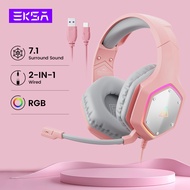 EKSA V2 E1000เกม RGB สายเสียงหูฟังมีไมโครโฟนรอบทิศทางสำหรับเกมชุดหูฟังสำหรับพีซี/PS4/PS5/สวิตช์/โทรศ