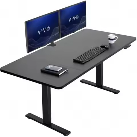 Black 60 x 30 in Stand Up Desk, DESK-KIT-1B6B-30 | Electric, Holds 220 lbs, Sit Stand, Height Adjust