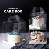 PopKozzi Cake Box Transparent 4/5/6 Inch Square Clear Board Packaging Portable Pastry Mousse Cheese PET