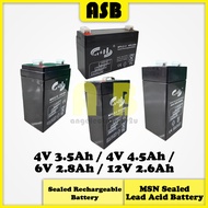 (1pc) MSN Sealed Lead Acid / Rechargeable Battery ( 4V 3.5Ah / 4V 4.5Ah / 6V 2.8Ah / 12V 2.6Ah )