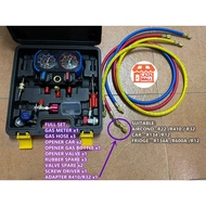 【FULL SET 】 MANIFOLD GAUGE SH-8003 GAS METER UNIVERSAL (AIRCOND / CAR / FRIDGE ) R22,R410a, R32, R12