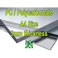 PC / Polycarbonate A4 Clear Sheet 5mm Thickness