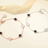 Gelang Wanita Titanium Rantai Clover Anti Karat Anti Luntur