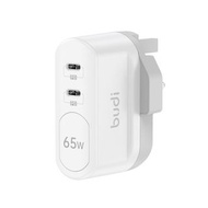 budi AC326RUW 2位 65W USB-C PD 氮化鎵 GaN 壁式高速充電器