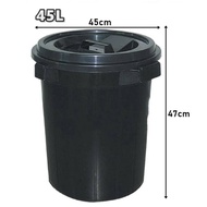 12GALON Black Garbage Bin with Cover / Pail with Cover / Dustbin / Tong Sampah