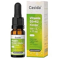 Casida® Vitamin D3 + K2 Drops Children's Vegan - Highly Bioavailable with 25 µg Vitamin K2 (All-Trans MK-7) and 500 IU Vitamin D3 from Lichens - Liquid and Optimally Combined - From the Pharmacy - 10