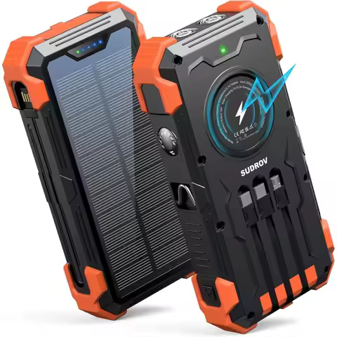 Solar Charger Power Bank 42800mAh Wireless Portable Charger with USB-C, QC3.0 Fast Charging 15W 4 Po