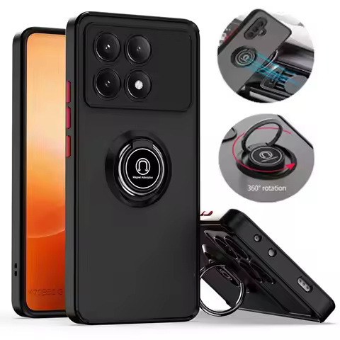 For Poco X6 Pro 5G Armor Shockproof Magnetic Holder Ring Case For Xiaomi Mi Poco X6Pro Lens Protect 