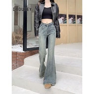 DaDuHey Women's Straight Oversize Trendy Brand Micro Horn Moving Floor Wide Leg Long Pants