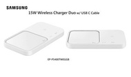 SAMSUNG 15W Wireless Charger Duo w/ USB C Cable &amp; 25W UK Adaptor, EP-P5400TWEGGB, 三星無線閃充雙充電板 P5400 (15W) (包括三腳旅行充電器)，Compatible with Galaxy Phone, Buds, Watch, iPhone，100% Brand new!