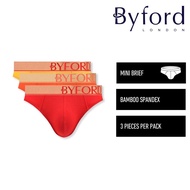 Byford Seluar Dlam Lelaki | (3 Pcs) Byford Mens Bamboo Spandex Mini Brief Underwear Assorted Colours
