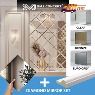 SMJ CONCEPT® Diamond Mirror Tiles Set | Modern Wall Decor | DIY Friendly | Stylish & Elegant
