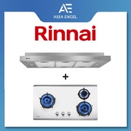 RINNAI RH-S269-SSR 90CM SLIMLINE HOOD + RINNAI RB-93TS 3 BURNER STAINLESS STEEL GAS HOB