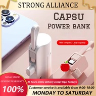 5000mAh Mini Capsule Portable Powerbank Fast Charger Comaptible With iPhone &amp; Android Phones With Built-in Cable