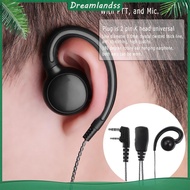 ❖Dreamlandss❖  1.2m In-ear Earpiece with Mic PTT 2 Pin Ear Hook Earpiece for 2 Way Radio Walkie Talk