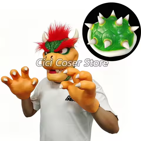 Anime Super Brother Cosplay Accessories Bowser Mask Latex Full Face Headgear Paws Tortoise Shell Hal