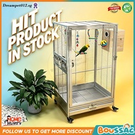 BOUSSAC Stainless Steel Bird Cage 304 Grade Splash-Resistant Glass Parrot Cage Large Bird Cage Acces
