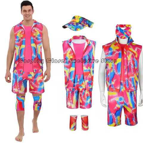 New Halloween Cosplay Ken Barbe Cosplay Sports Wear 5 Pieces 80s Workout Costume for Men Boys Hallow