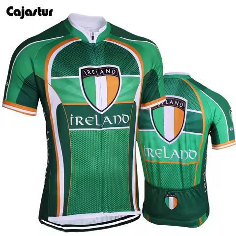 Ireland Team Cycling Jersey Summer Bike Wear Green Short Sleeve Mtb Jersey Cycling Clothing Cajastur
