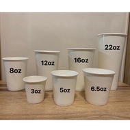 【hot sale】 100pcs Plain White Paper Cup 3oz / 5oz / 6.5oz / 8oz / 12oz / 16oz / 22oz, Flat Lids als