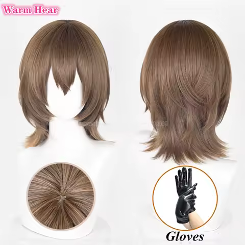 High Quality Game P5 Synthetic Hair Goro Akechi 38cm Brown Cosplay Anime Wig Crow Heat Resistant Hai