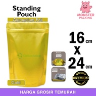 Plastic Clip Standing Pouch 16x24cm GOLD Ziplock Aluminum Foil