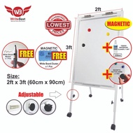 Economy Flip Chart Whiteboard Magnetic Whiteboard With Stand 2‘x3’ (60cm X 90cm) 3‘x4’ (90cm X 120cm
