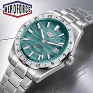 HEROFORCE Quality Original GMT Men Clock Waterproof Luminous Date Luxury Man Watch Stainless Steel Q