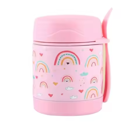 AA81-10Oz Kids Soup Thermo With Spoon Hot Insulated Food Containers Wide Mouth Lunch Food Thermo Jar