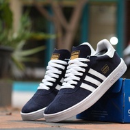 PUTIH Men's SPORT Shoes - ADIDAS ORIGINAL Men's Shoes GAZELLE NAVY STRIP White PREMIUM QUALITY