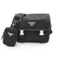 【二手】Prada PRADA 單肩包 RE-NYLON TESSUTO+SAFFIANO 2VD0342DMHF0002 黑色尼龍 Saffiano 皮革單肩包 男士全新