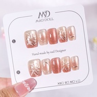 【MADDOLL】D02 Set Kuku Palsu 3D French Nails Fake Nails Long Style Cute Kuku Cantik