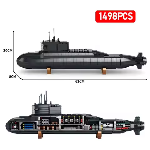 Large Military The type 094 Strategic Nuclear Submarine Building Blocks Naval Vessels Ship War Boat 