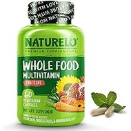 NATURELO Whole Food Multivitamin for Teens - Natural Vitamin, Mineral &amp; Plant Extracts for Teenage Boys &amp; Girls - Best for Daily Nutrients for Active Children - 60 Vegan Capsules | 1 Month Supply